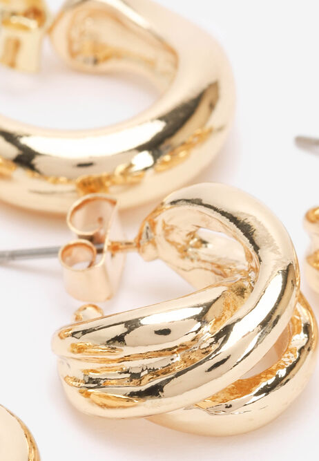 Womens 3pk Gold Hoop Earrings