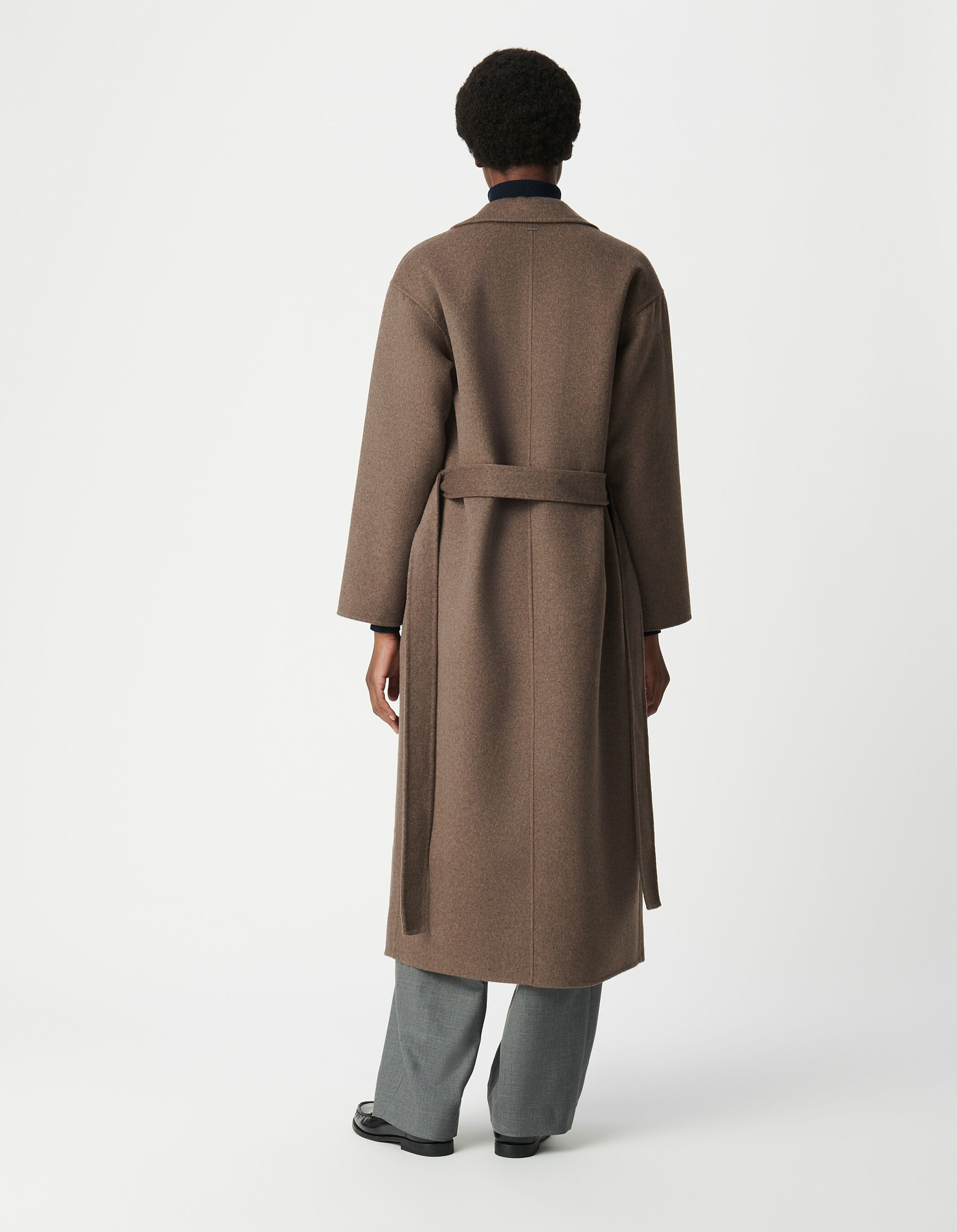Manteau long beige ceinturé Femme