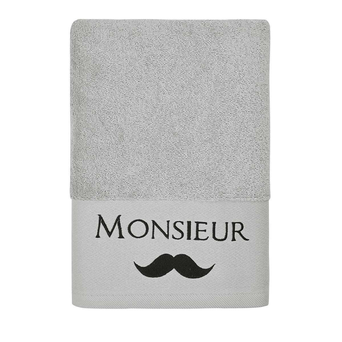 MONSIEUR - Drap de bain en coton Gris Cendré 70x140 cm