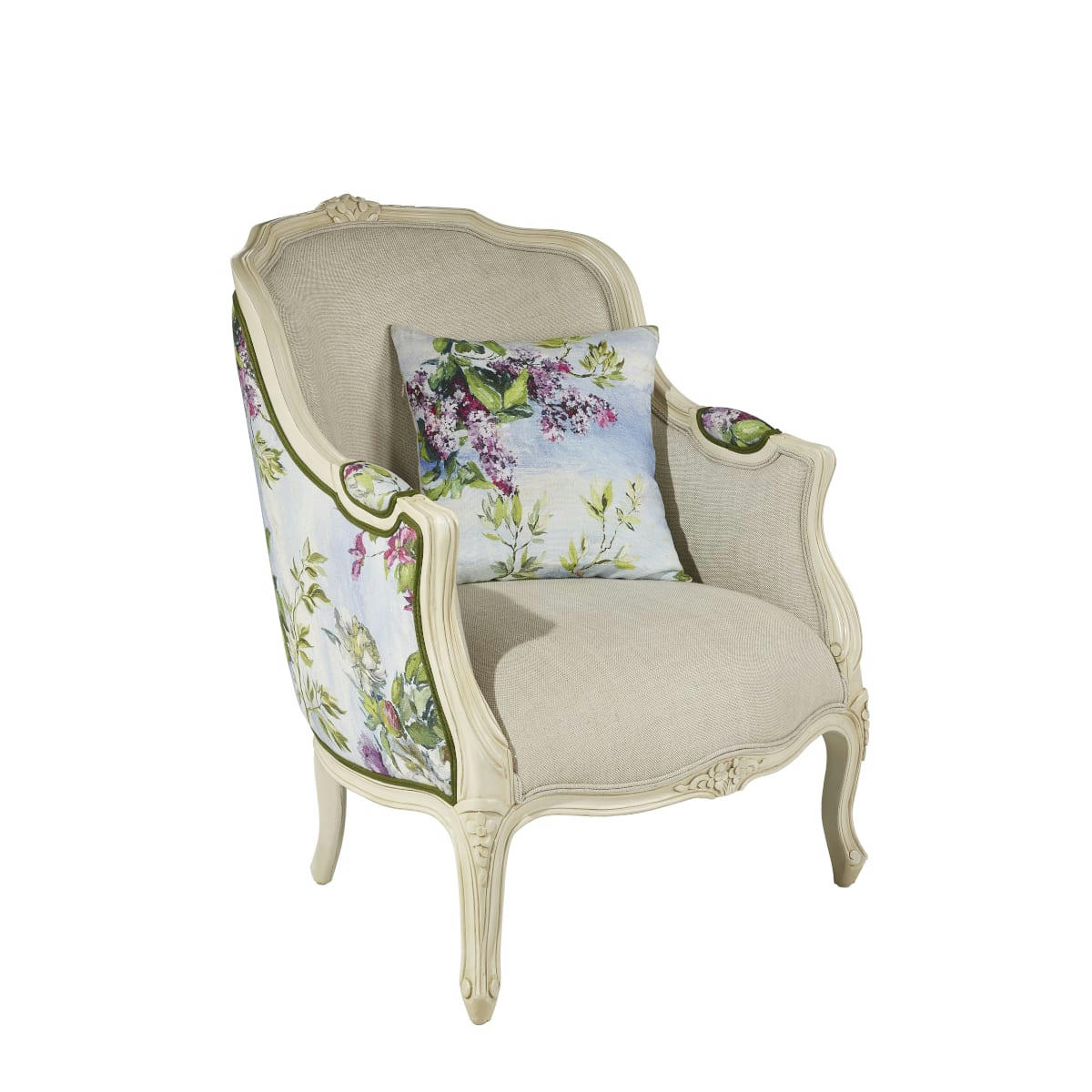 VICTOR - Fauteuil bergère en lin imprimé