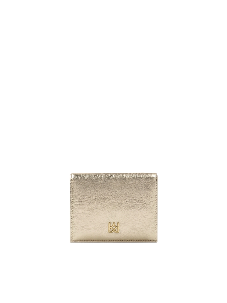 Gold wallet with snap closure flap
