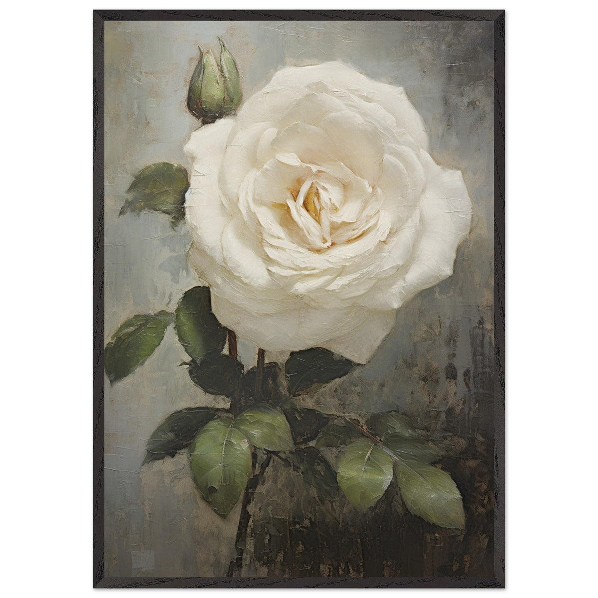 Artfulprints Poster met Lijst White rose  - 70x100 cm - Wit