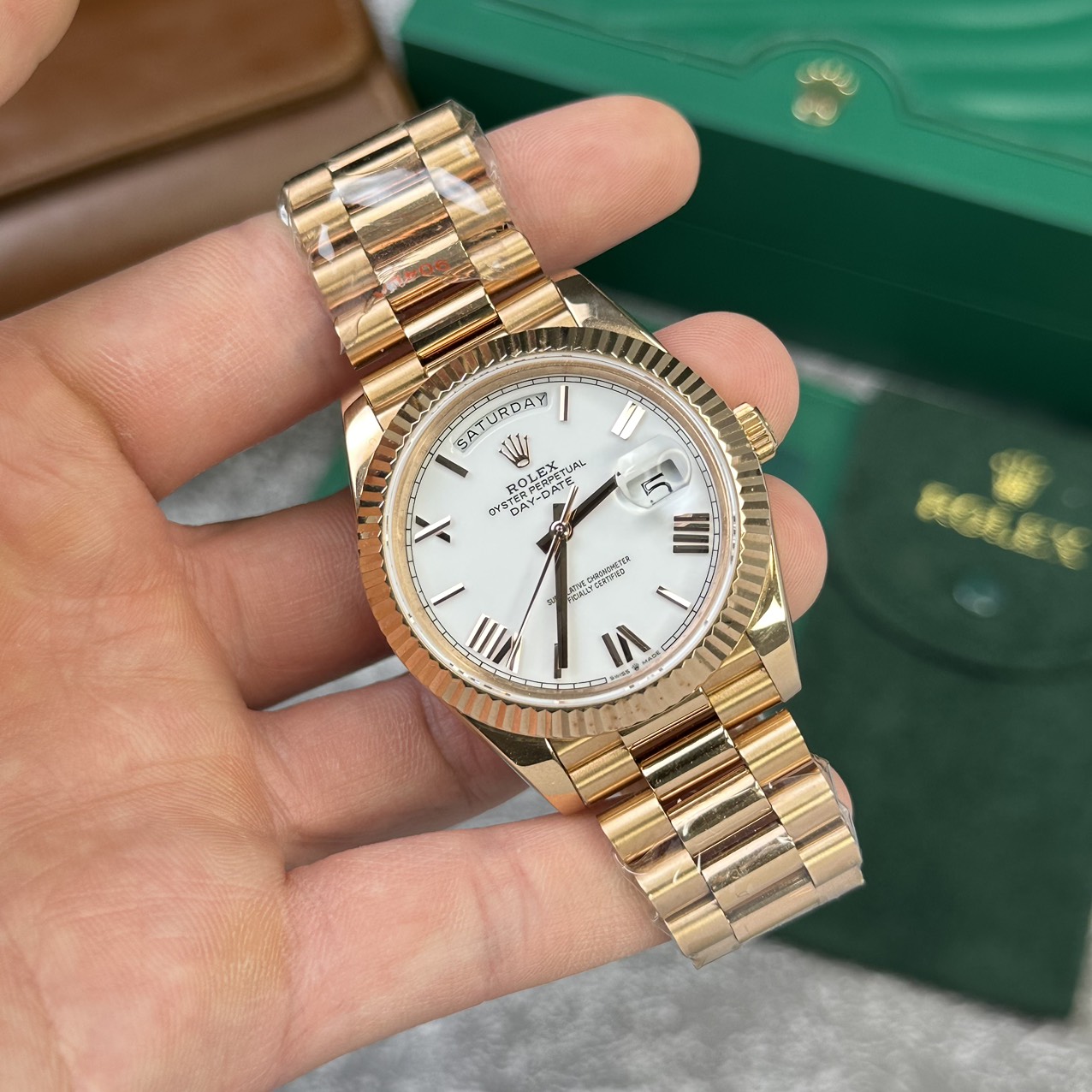 Rolex Day-Date 228235 RG Plated White Dial 40mm Super Clone