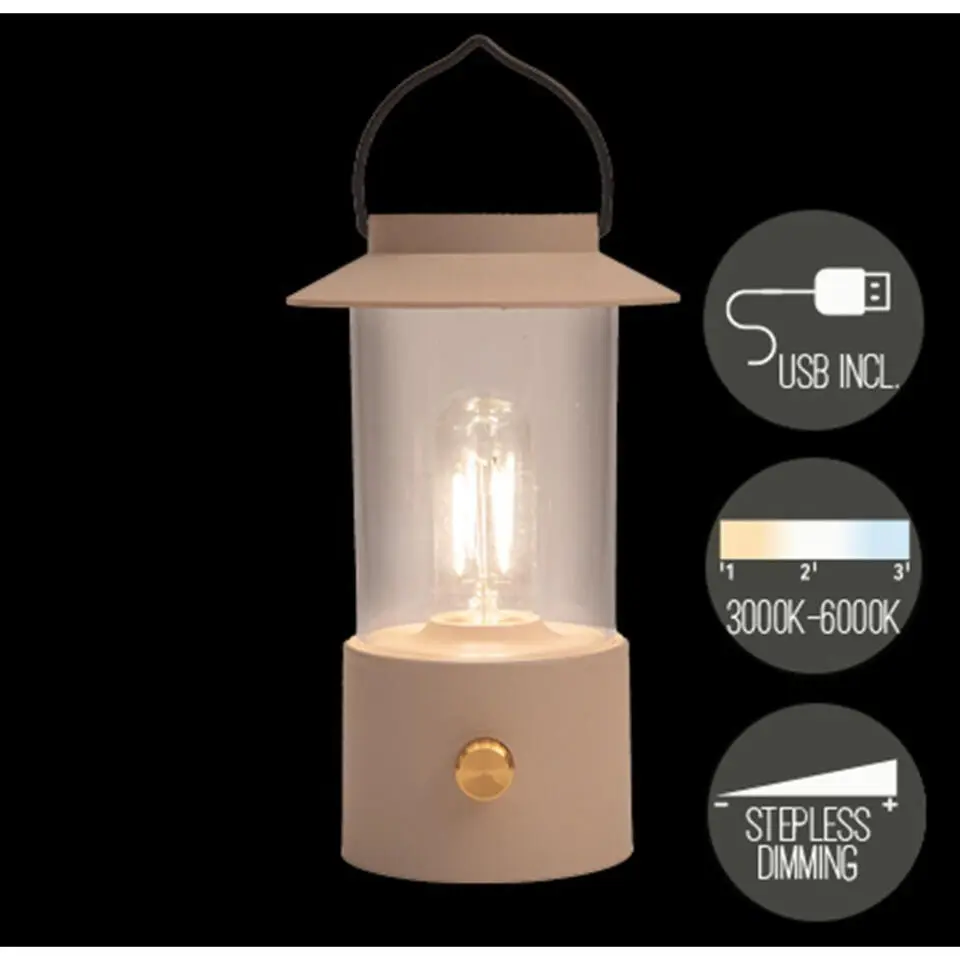 Anna Collection Camping tafellamp - beige - binnen en buiten