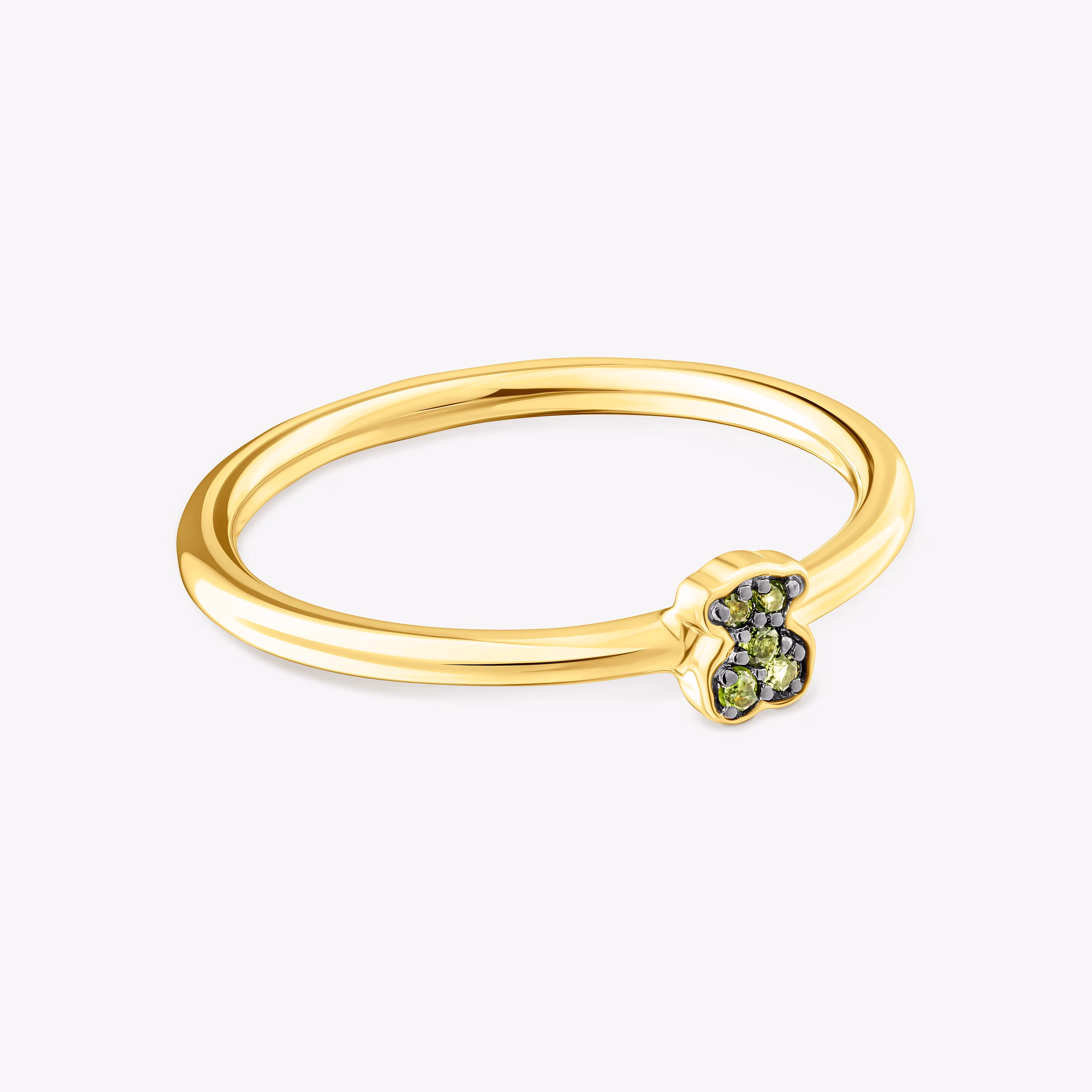 Anillo de plata vermeil con oso de cromodiópsidos TOUS New Motif