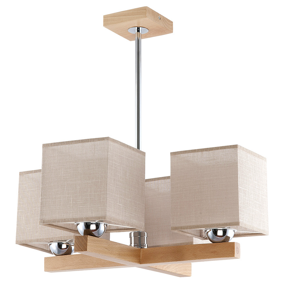 Lampa sufitowaEDYLIT beżowa drewniana loft 4xE27 TIMUR 10-362
