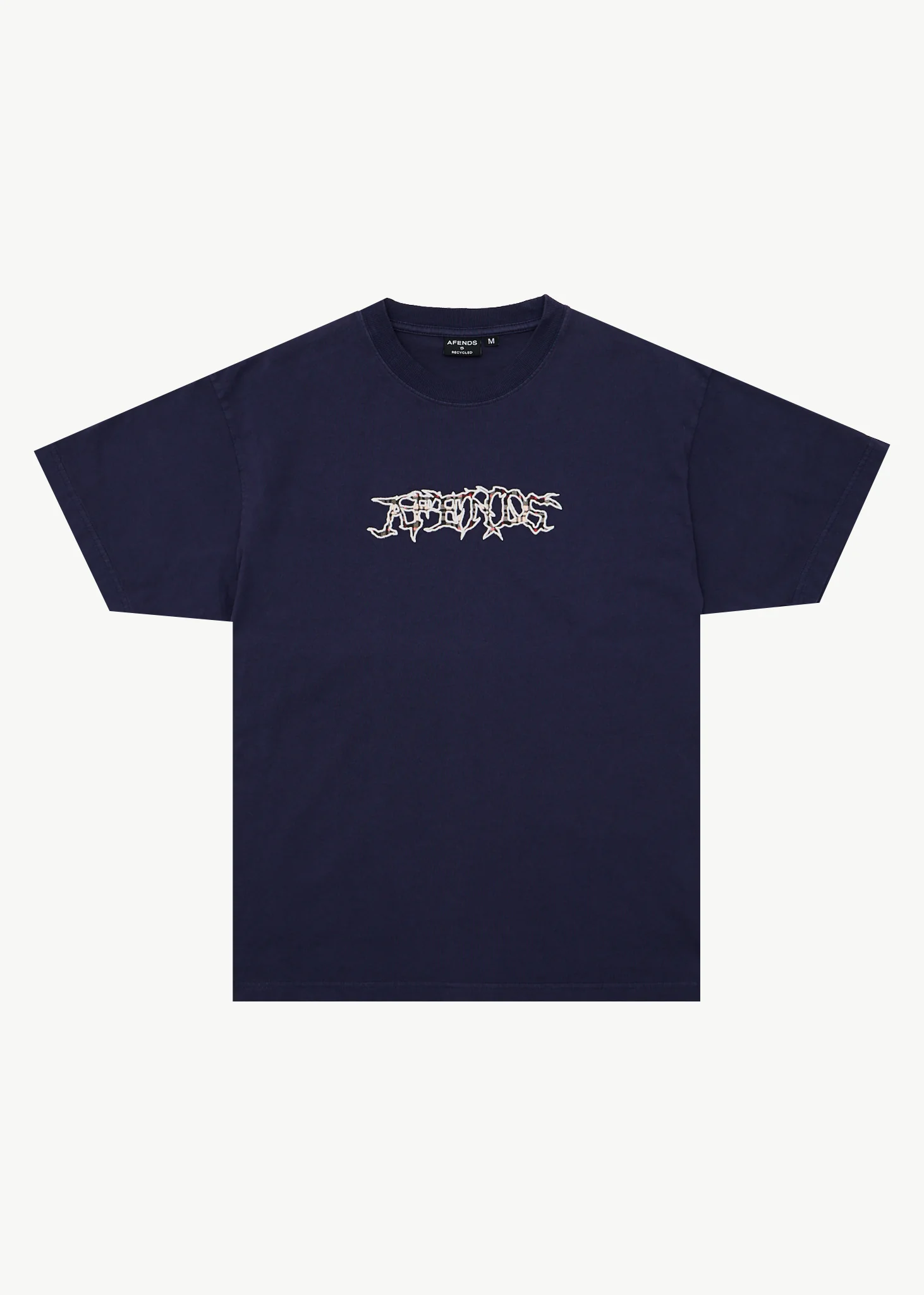AFENDS Mens Kharma -  Heavyweight Boxy Tee - Washed Deep Sea
