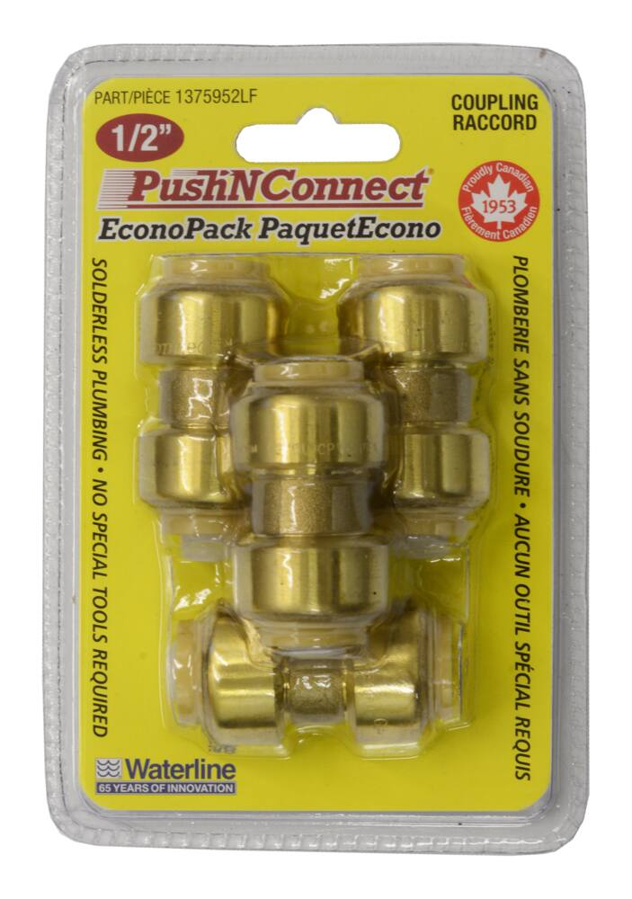 Waterline Push N' Connect Coupling Set, 1/2-in, 4-pk