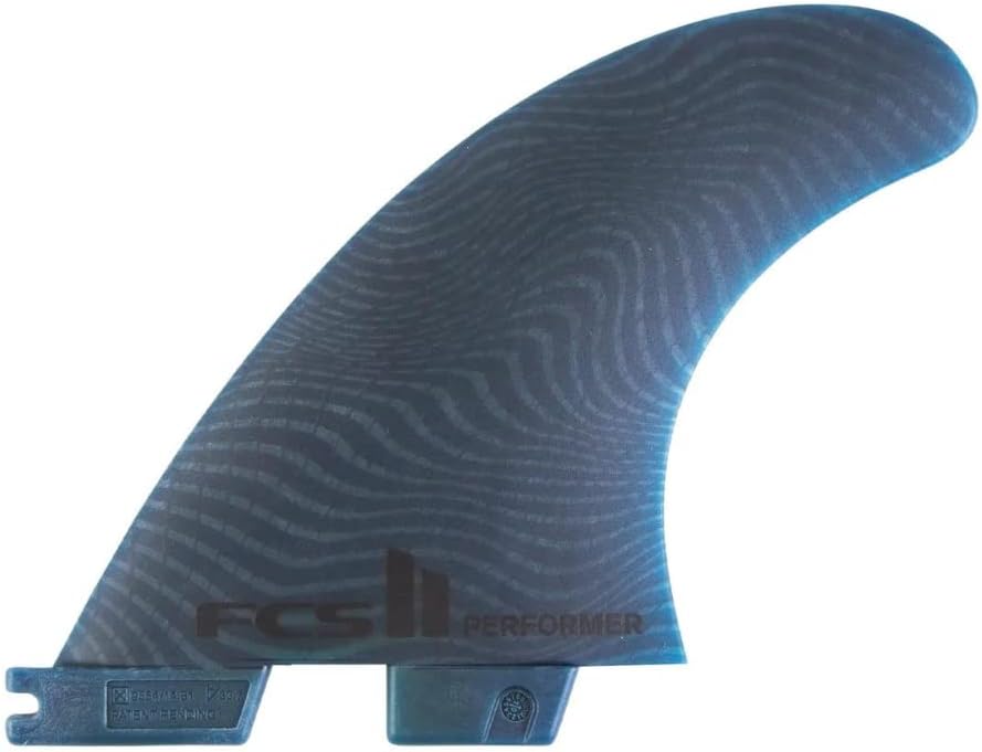 FCS Performer Eco Neo Glass Surfboard Fins (Medium, Tri-Quad (5 Fins)), Blue