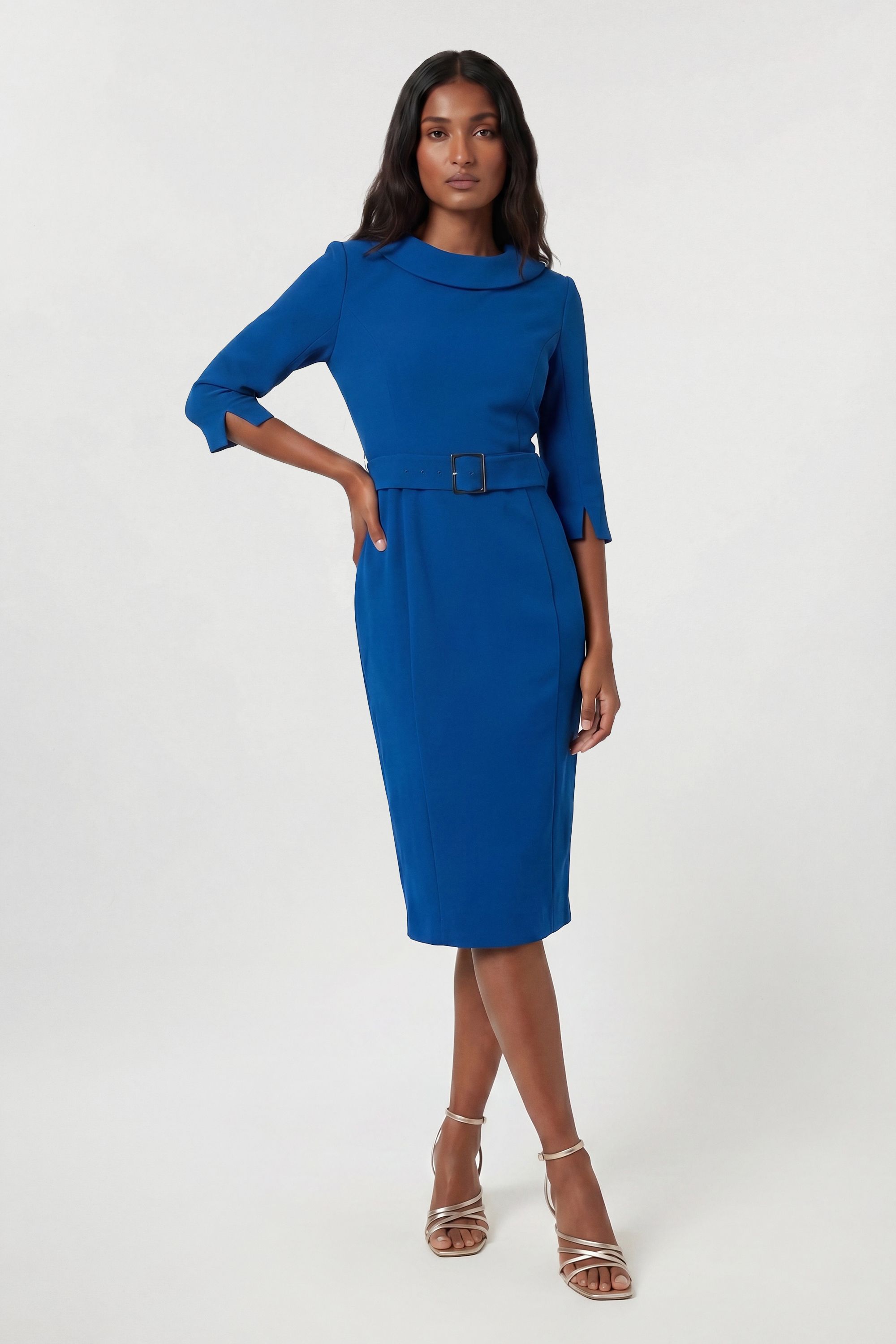 KarenMillen Tailored Roll Neck Pencil Midi Dress