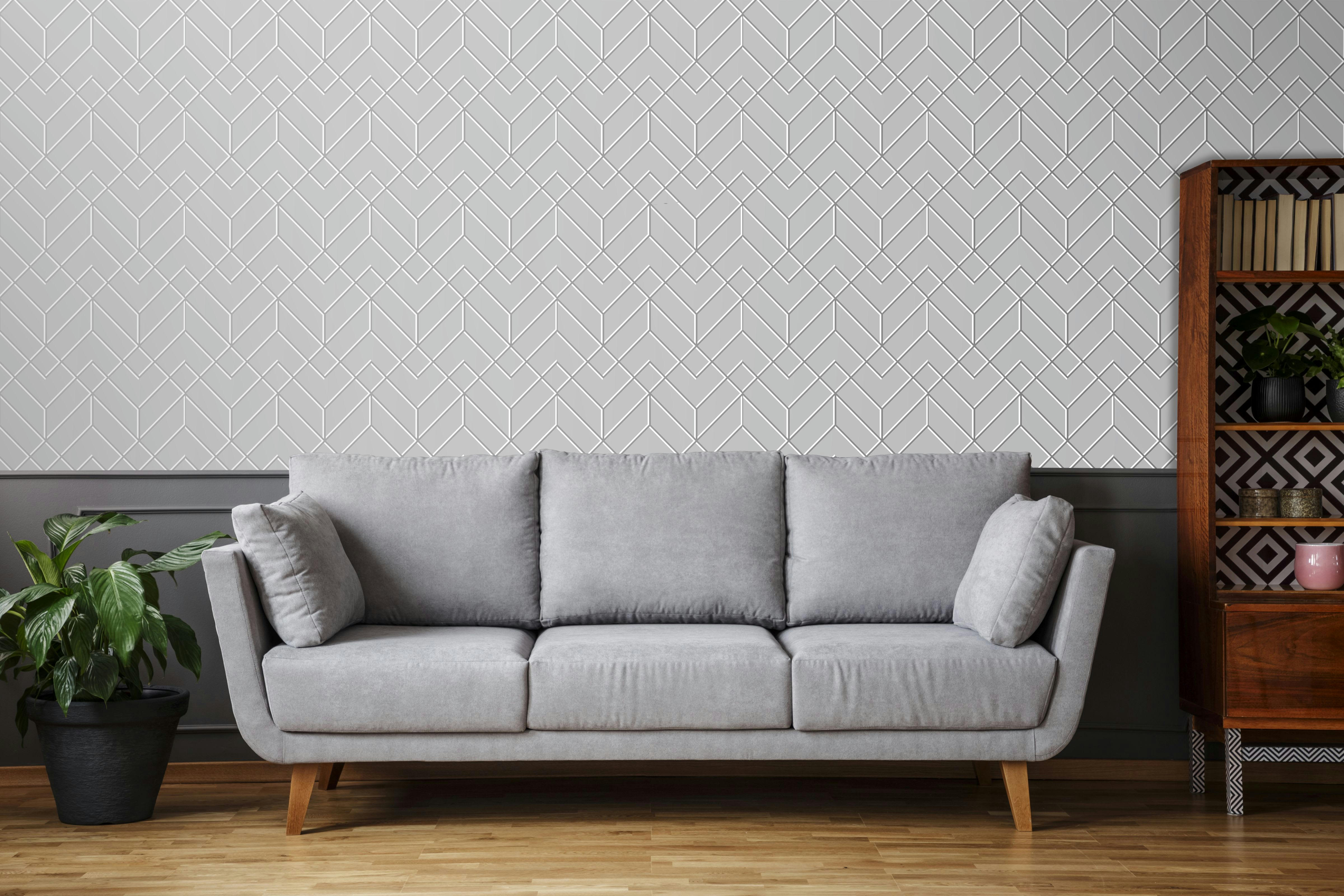 - Papier peint intissé losanges filaires argent 1005x52cm