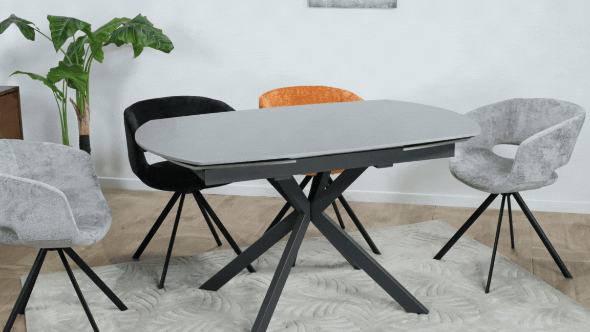 Table extensible céramique grise pied mikado 140-200 cm OTTAWA