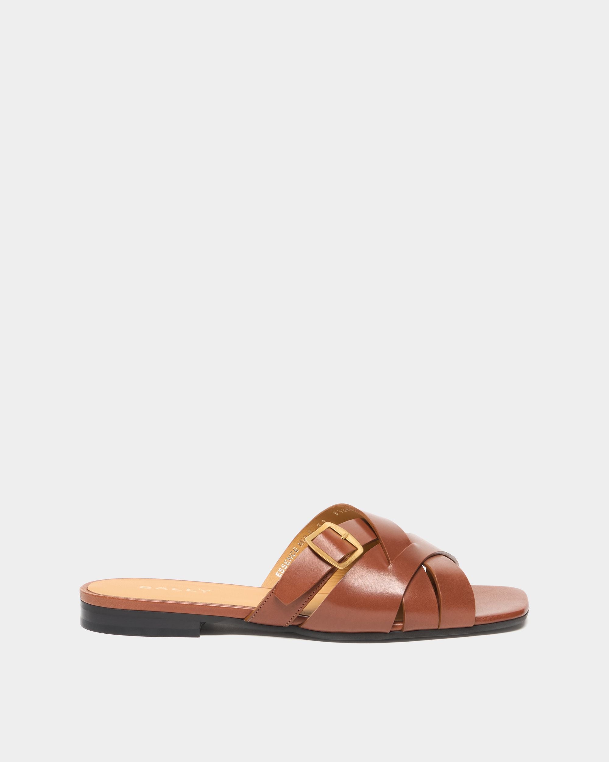 Flache Sandalen Essence aus Leder in Amber Brown