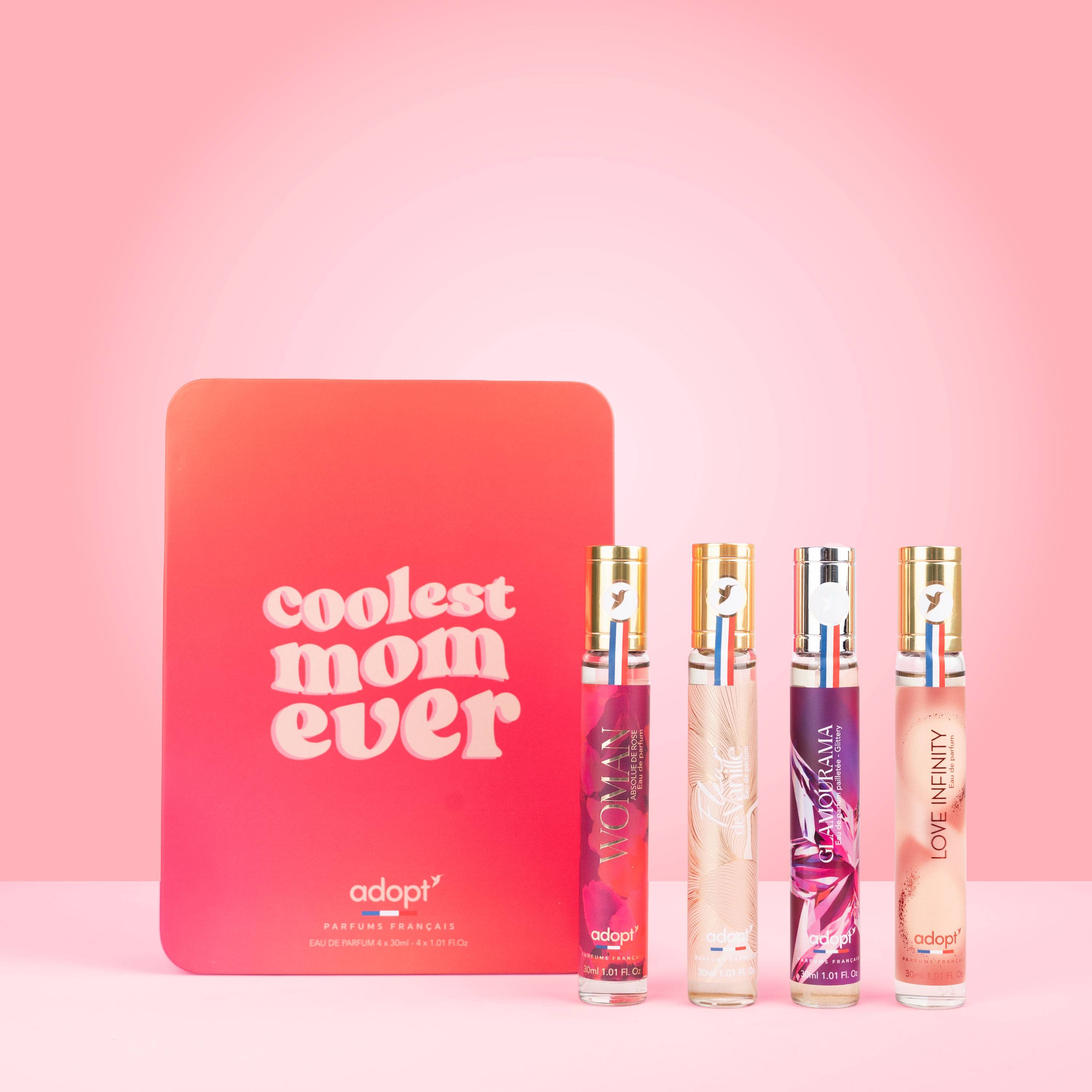 Coolest mom everCoffret métal 4 eaux de parfum 30ml - Woman   Glamourama   Fleur de vanille   Love Infinity