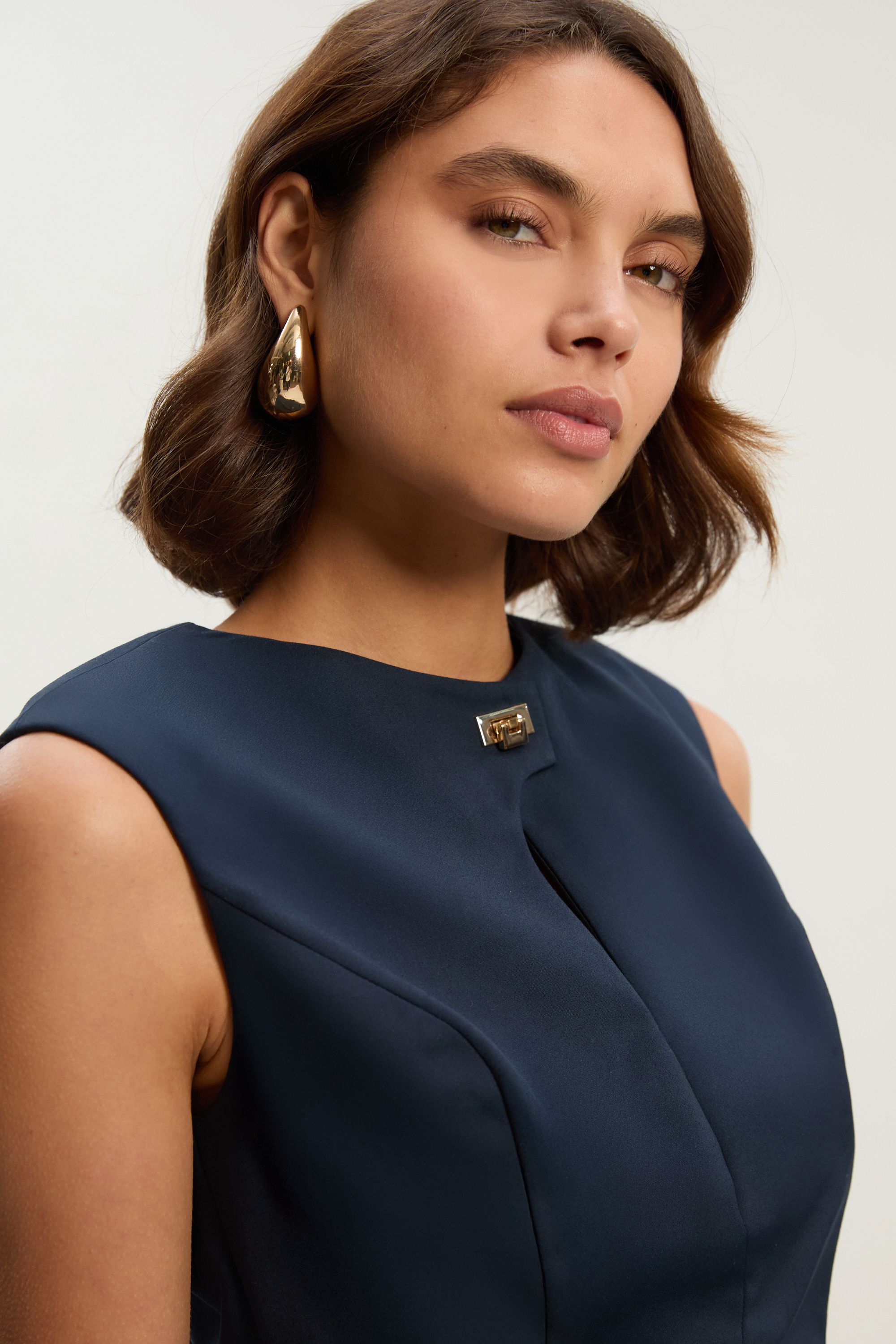 KarenMillen Techno Hardware Detail Sleeveless Woven Top