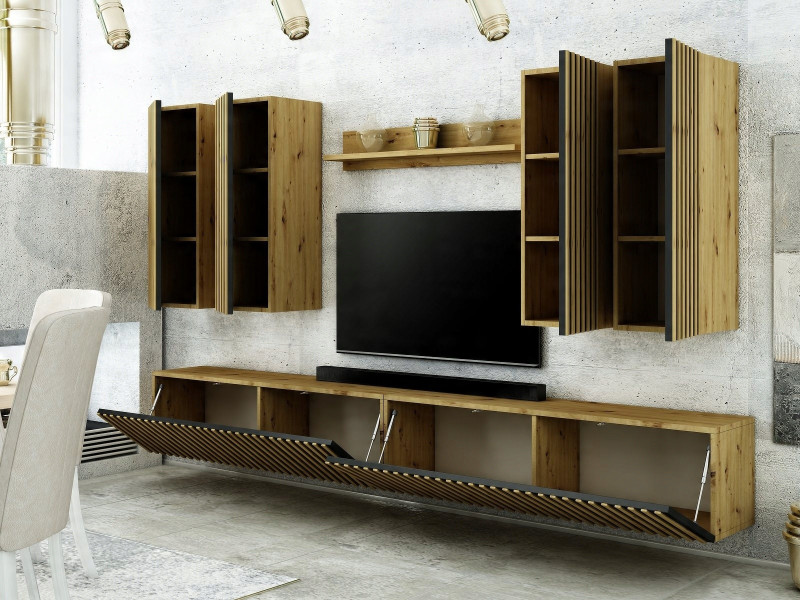 Mebloscianka Loft Z Lamelami Zestaw Trend-4 Dab Artisan
