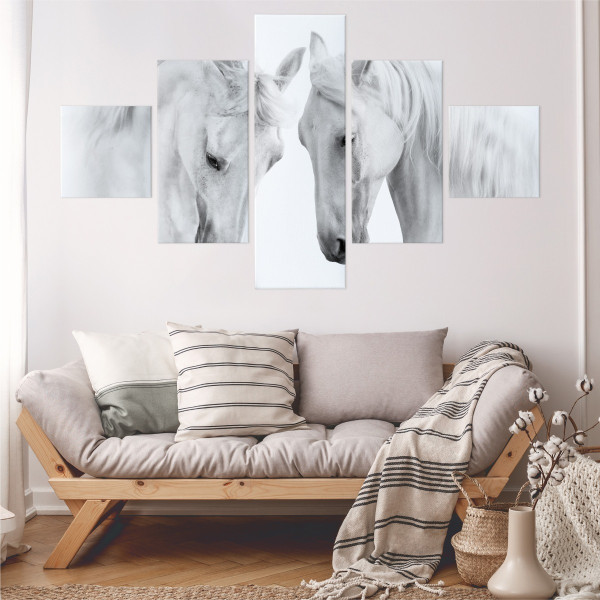 Obraz 5-Częściowy KONIE Zwierzęta Efekt 3D 150x90cm