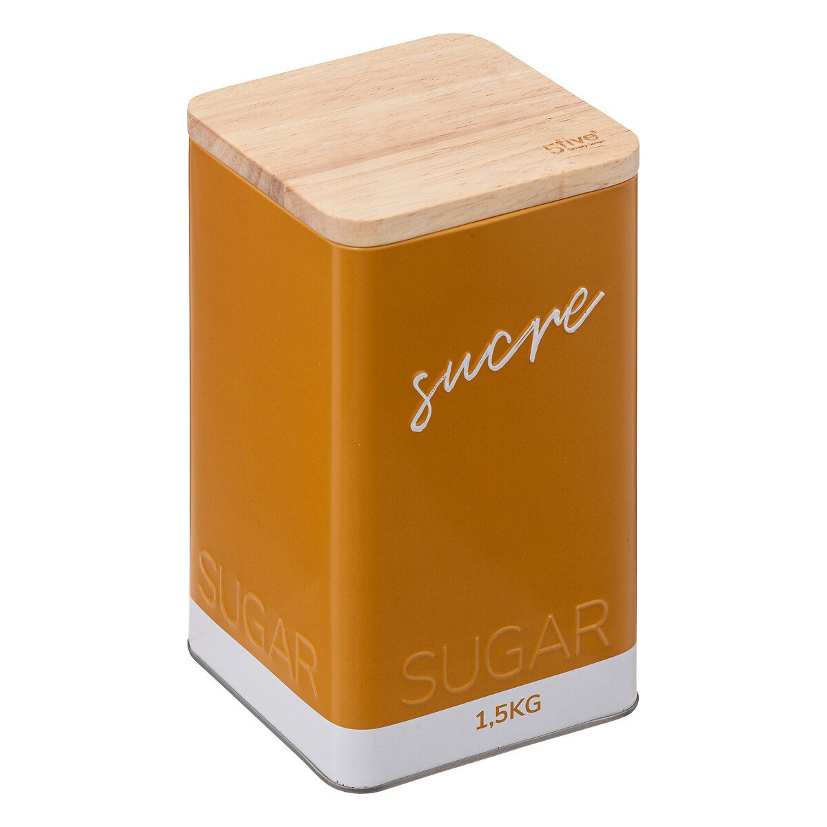 Lata mostarda em metal para açúcar