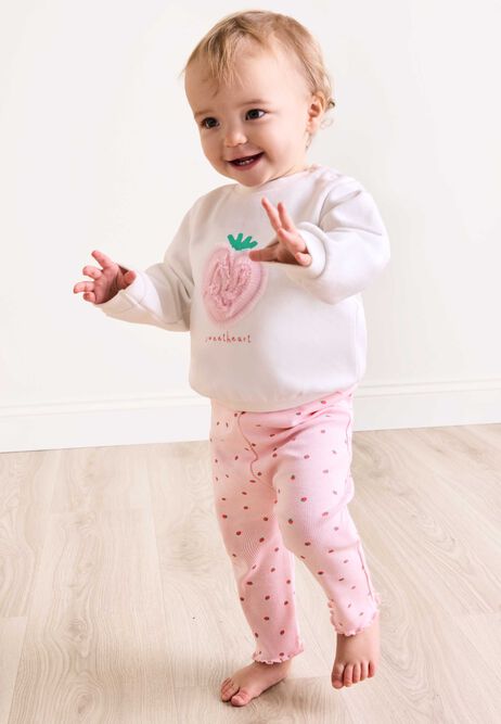 Baby Girls Cream Strawberry Sweatshirt & Leggings Set
