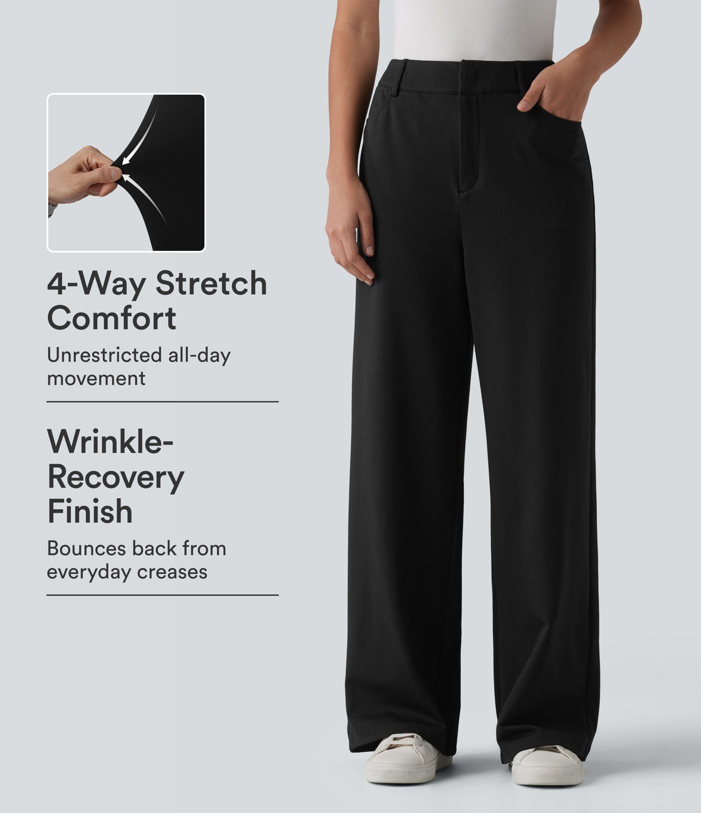 Halara Flex™ Pantalon tailleur droit taille haute à chevrons avec poches