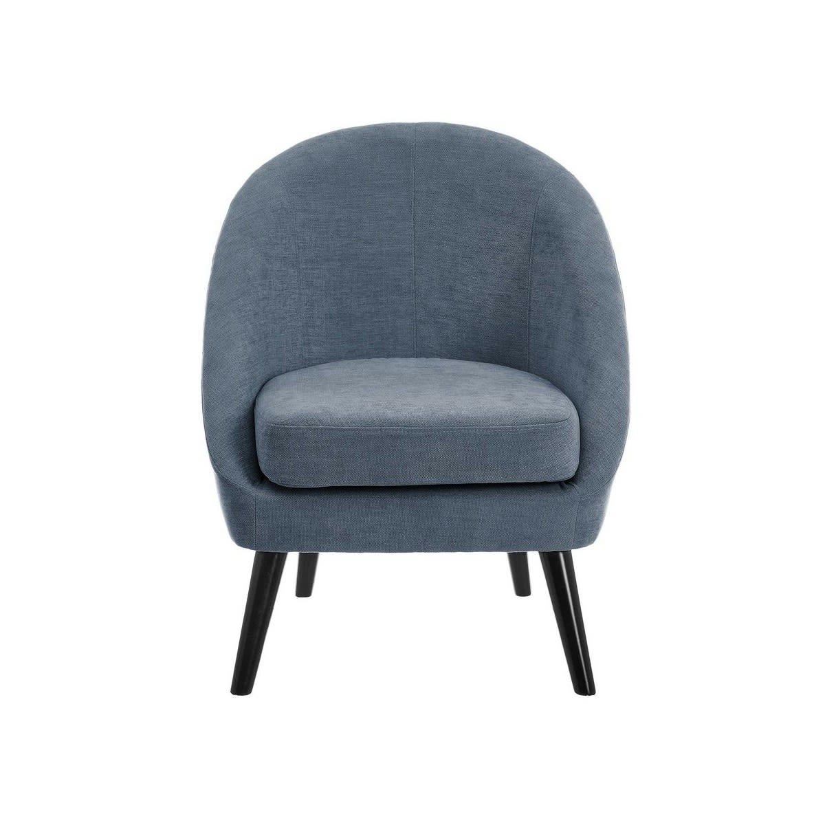 - Fauteuil compact et enveloppant bleu tissu chenille