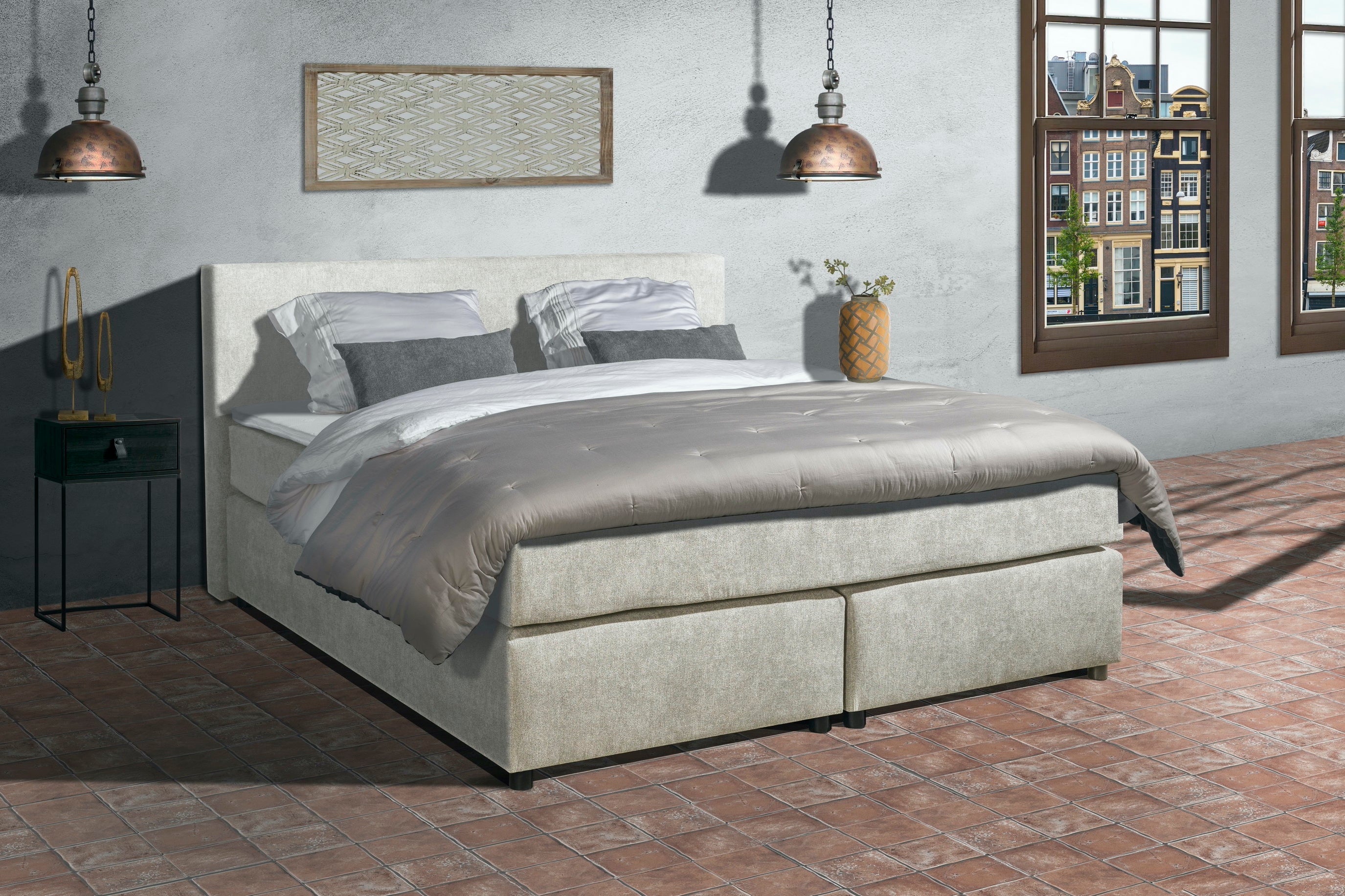 Mörgenn Boxspring Marseille - Pocketvering - Beige - 180x200