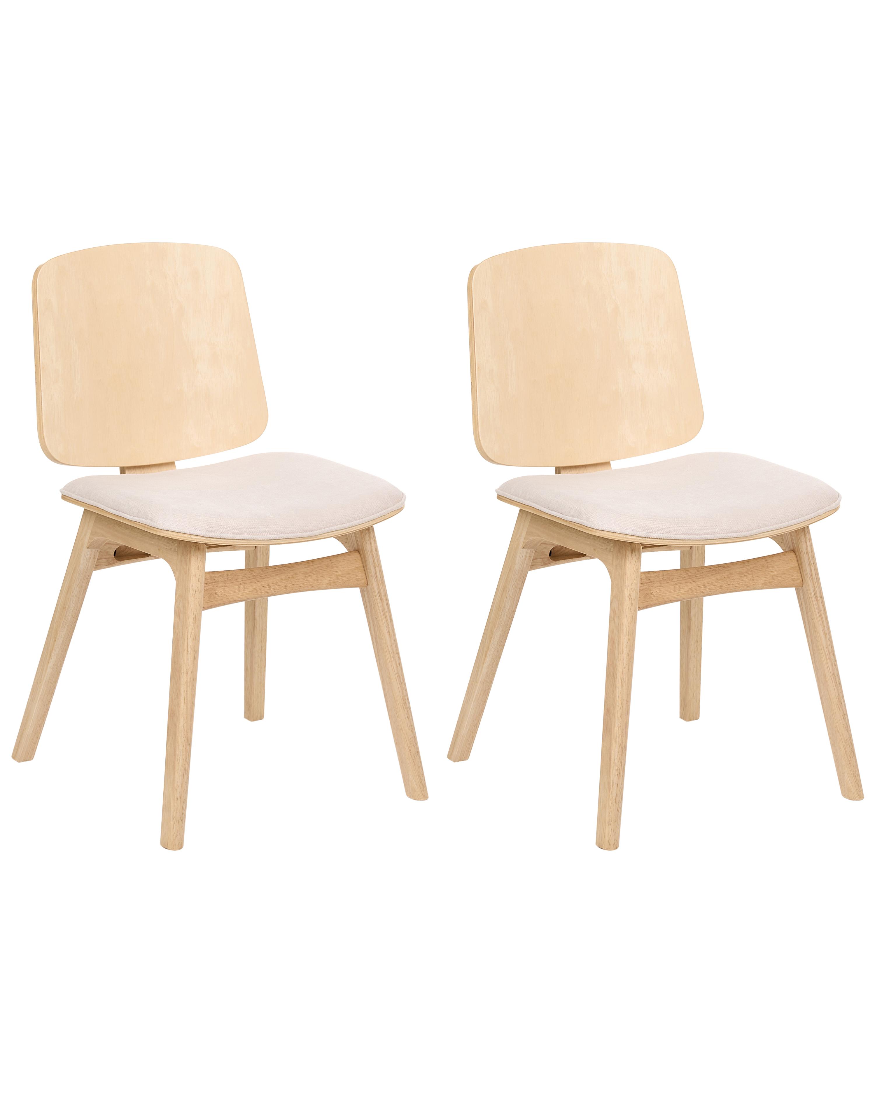 Set of 2 Bar Chairs CHARLESTON Wood Light Brown/ Light Beige