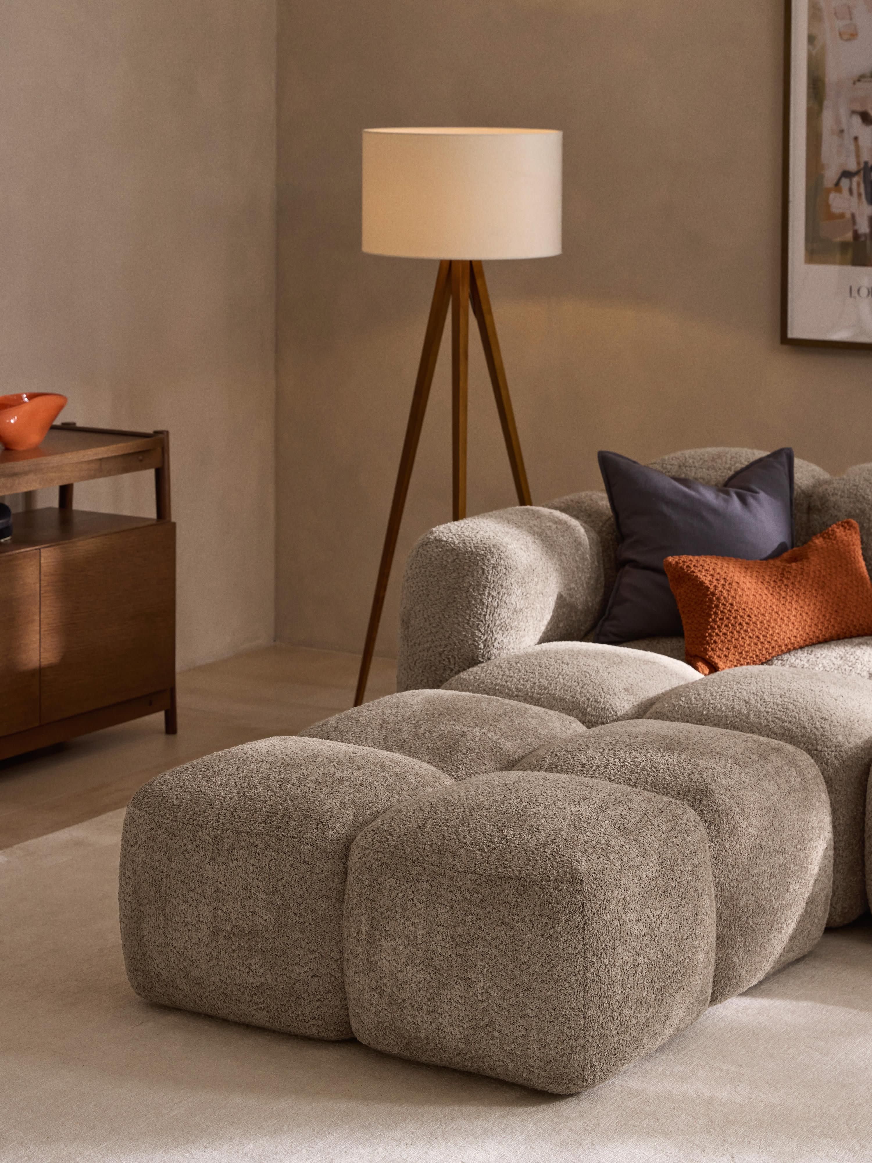 Sofa-Hocker Tayla aus Teddy-Bouclé