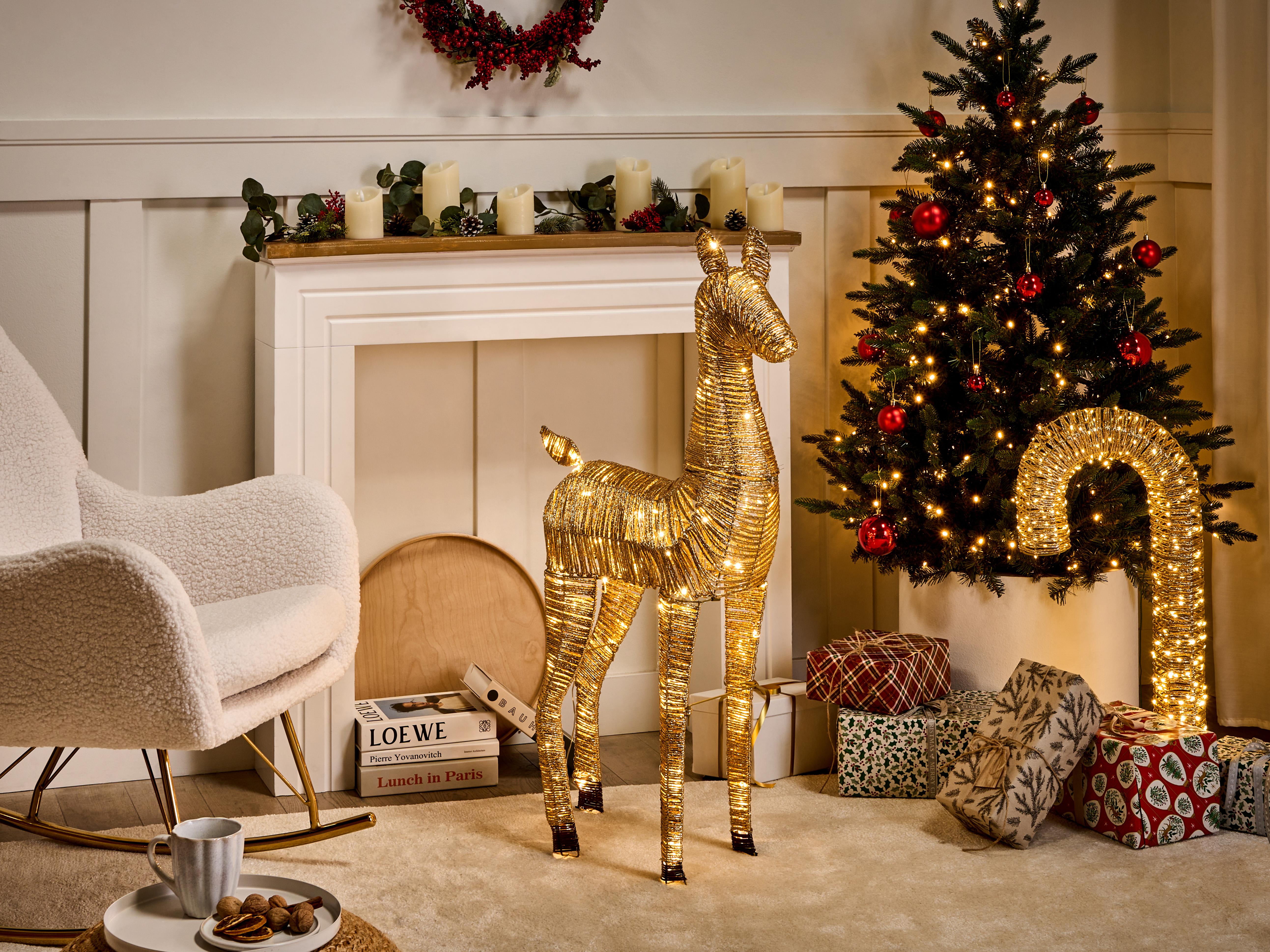 Christmas Decoration LED AKUREYRI Reindeer 110 cm Gold