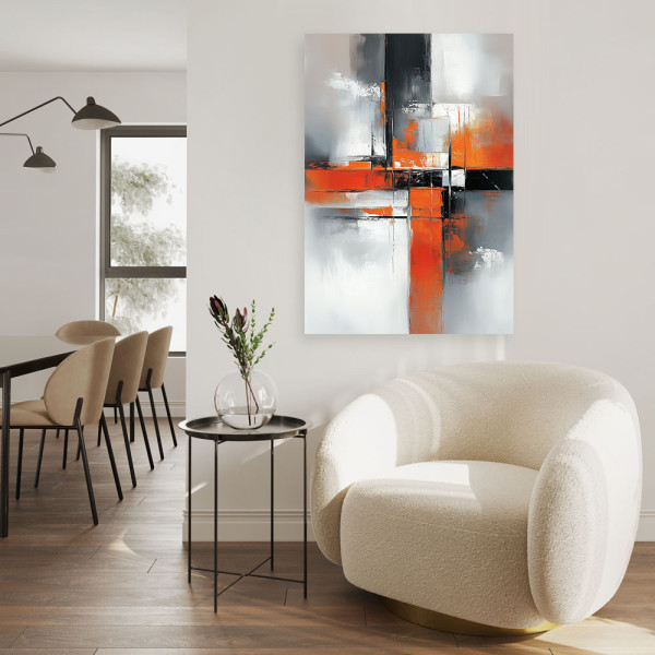 Feeby Obraz do salonu, Abstrakcja Szary beton Pomarańczowy 40x60