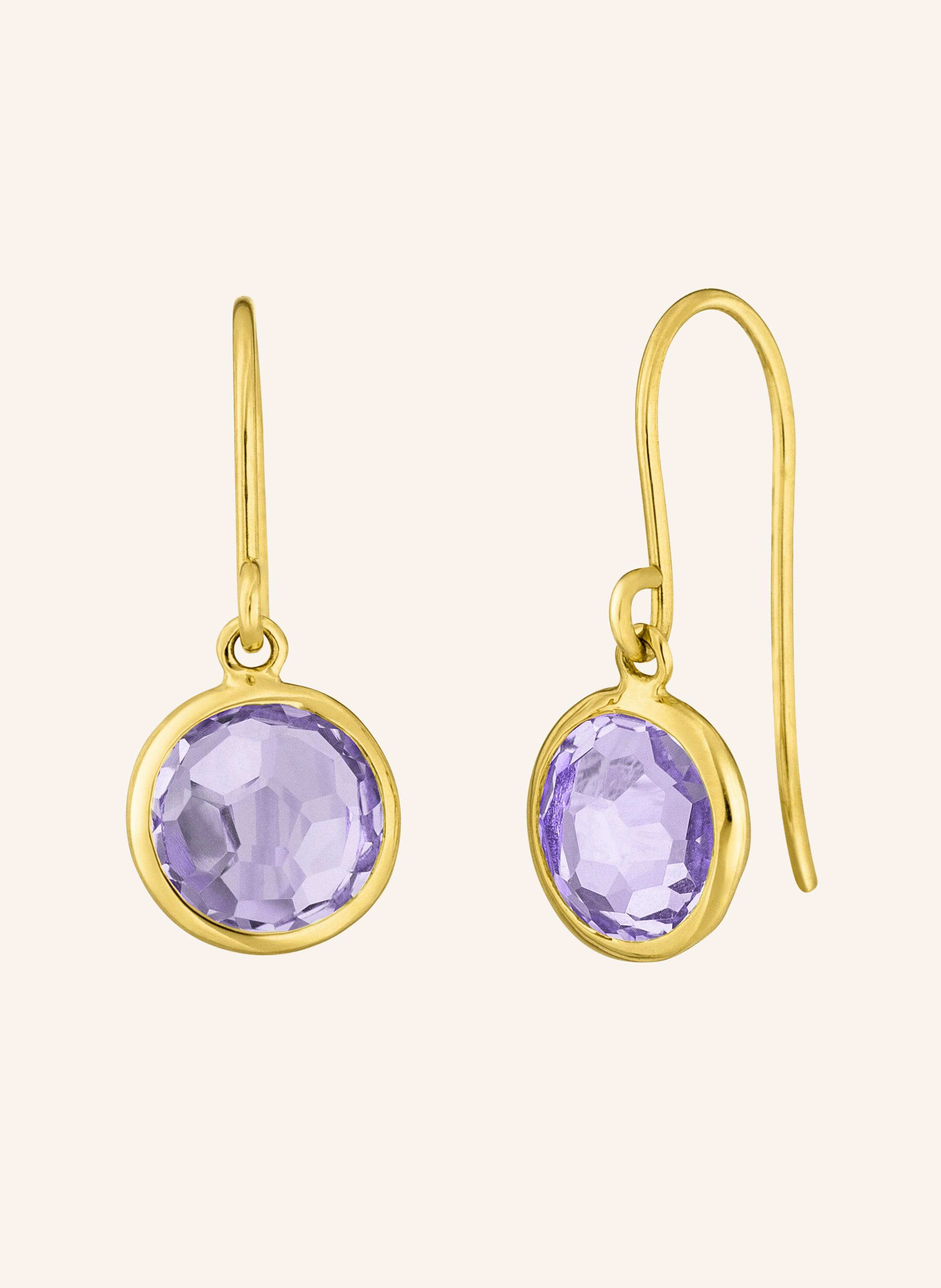 Leaf Ohrhänger AMETHYST aus 14 Karat Gelbgold
