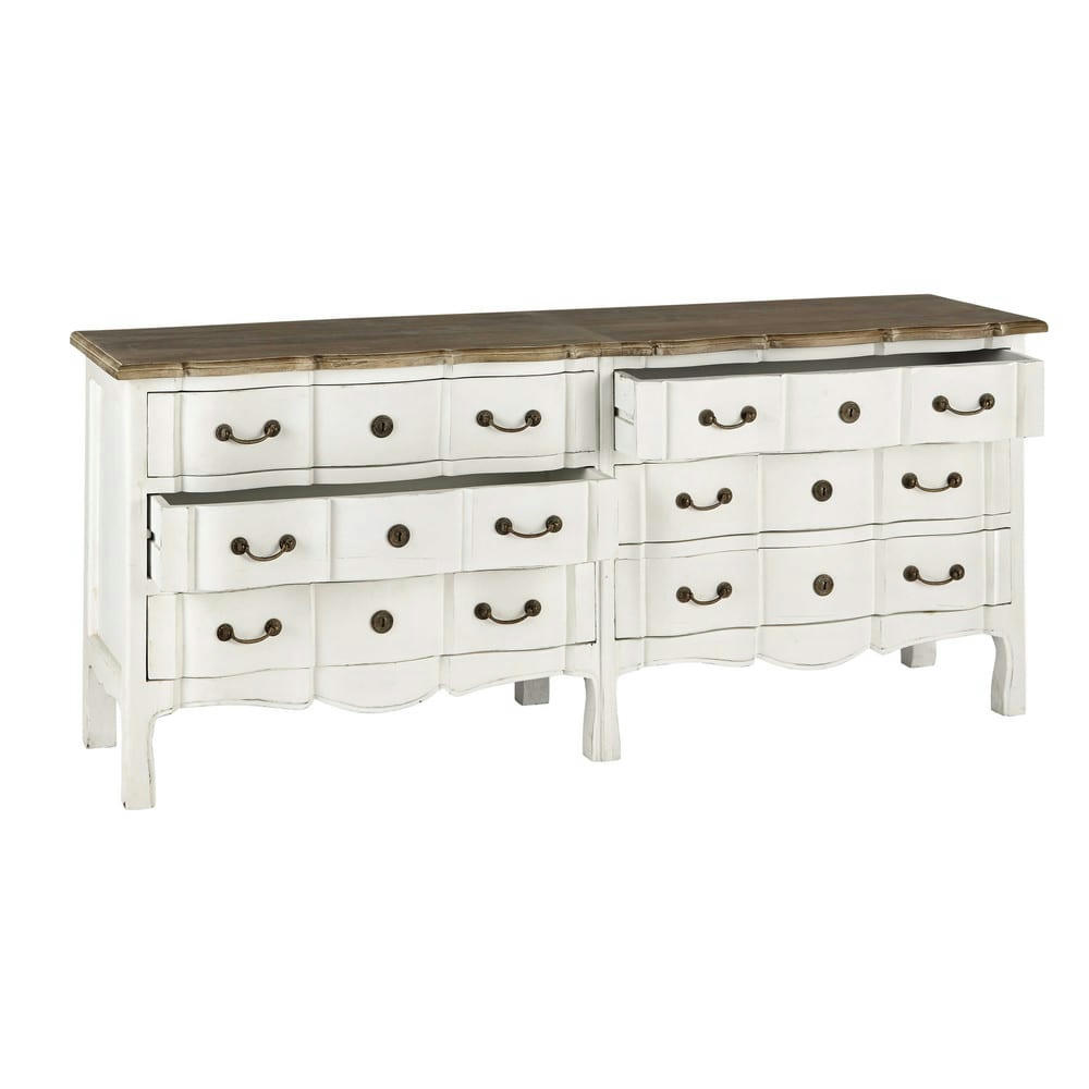 Versailles - Commode double 6 tiroirs blanche