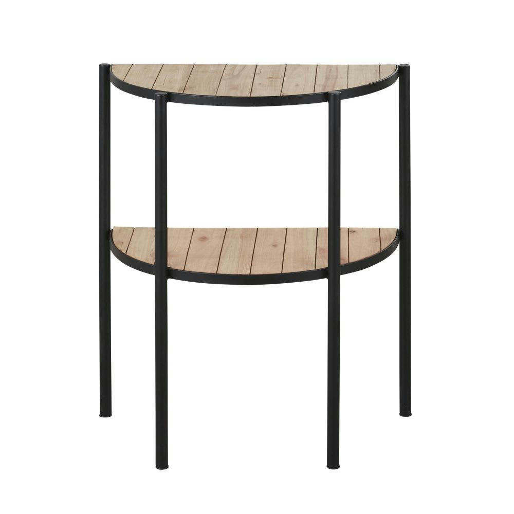 KLIMI - Bout de canapé  en bois d'eucalyptus et métal noir