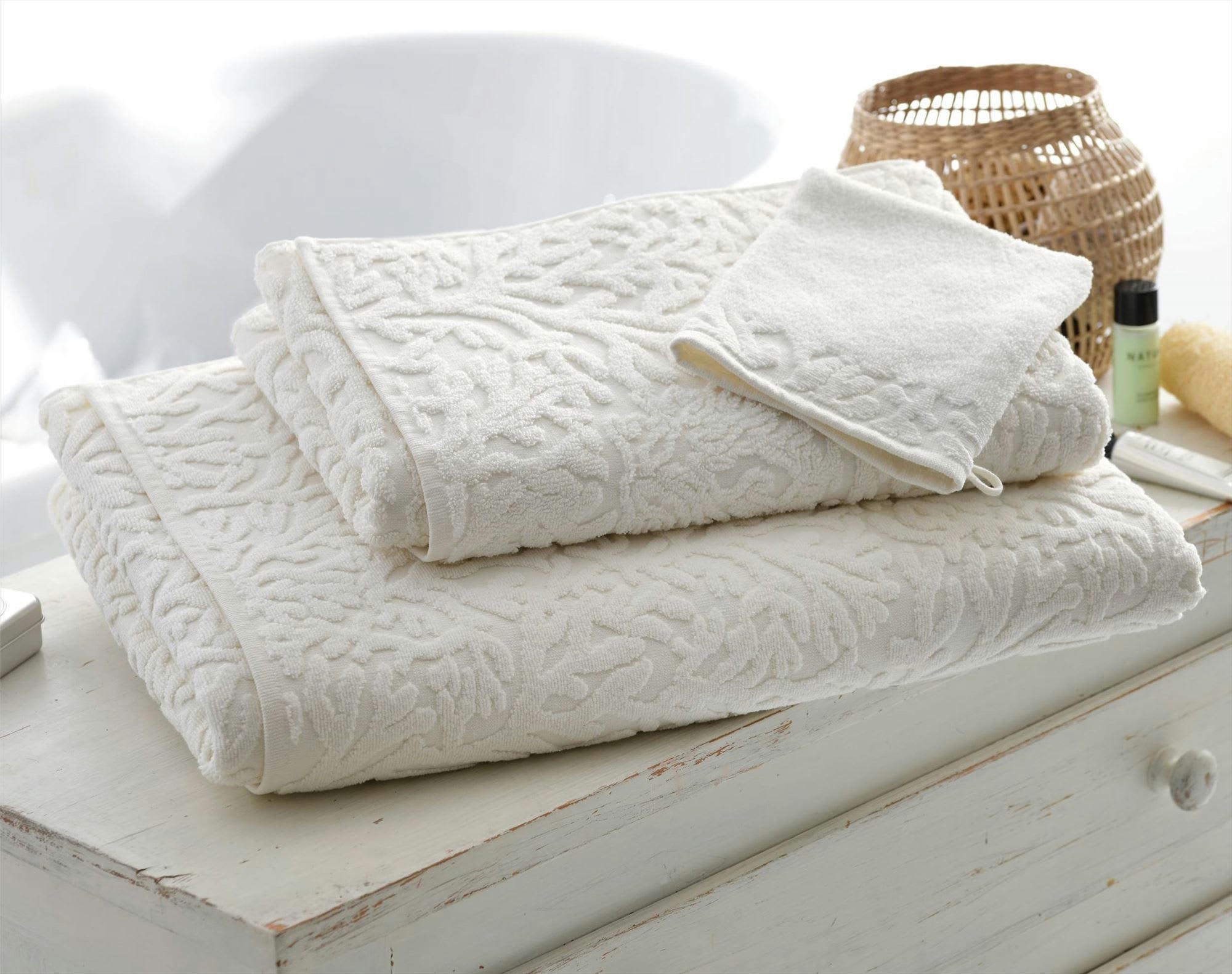 CORALANE - Drap de bain 100x150 blanc cassé en coton 480 g/m²