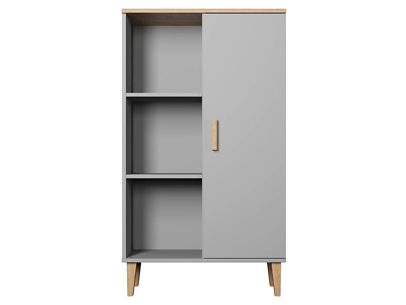 Regał Denver 80 cm z drzwiami i 3 półkami szary chinchilla