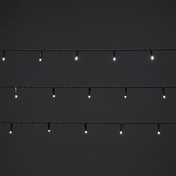 Guirlande lumineuse LED intérieure et extérieure blanc froid câble vert 8 fonctions 24,2 m