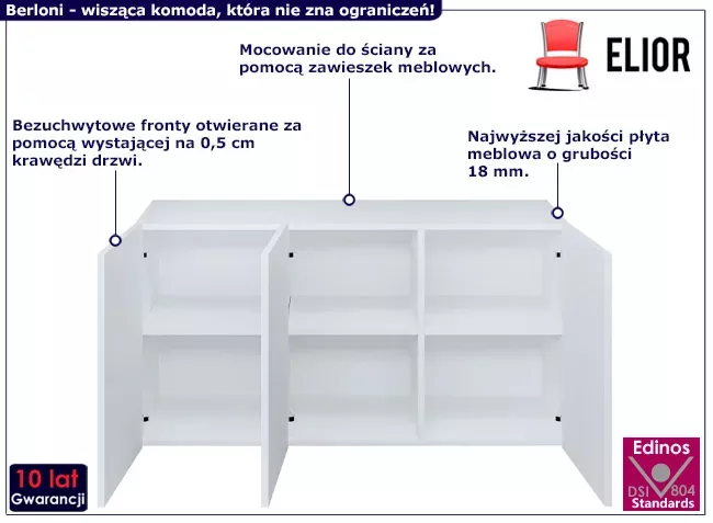 Wisząca komoda bez uchwytów - Avvian