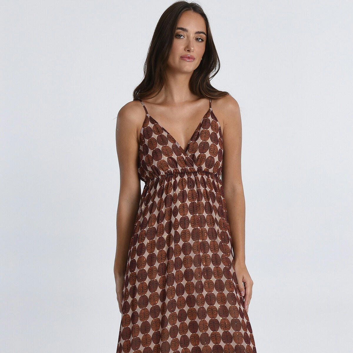 Robe longue imprimée à bretelles