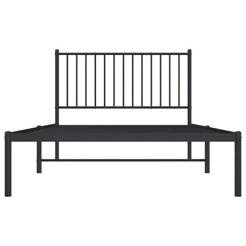NNEVL Metal Bed Frame with Headboard Black 107x203 cm