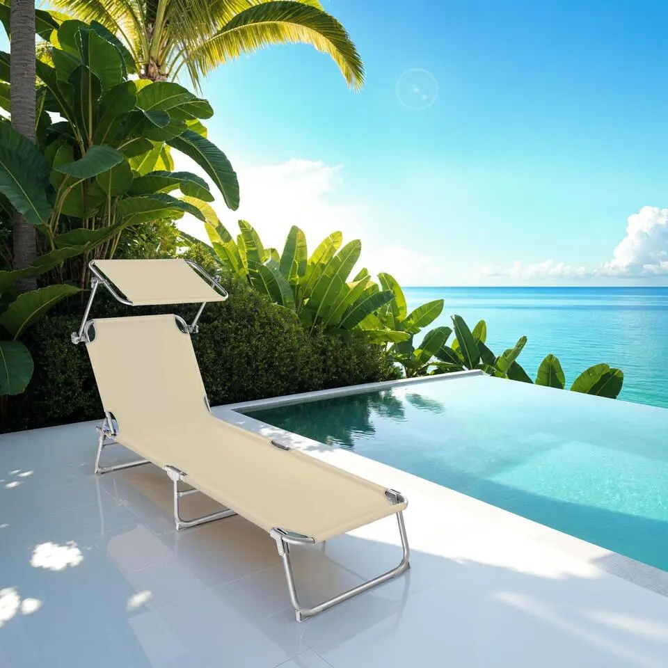 tectake Ligbed met 4 standen, Beige