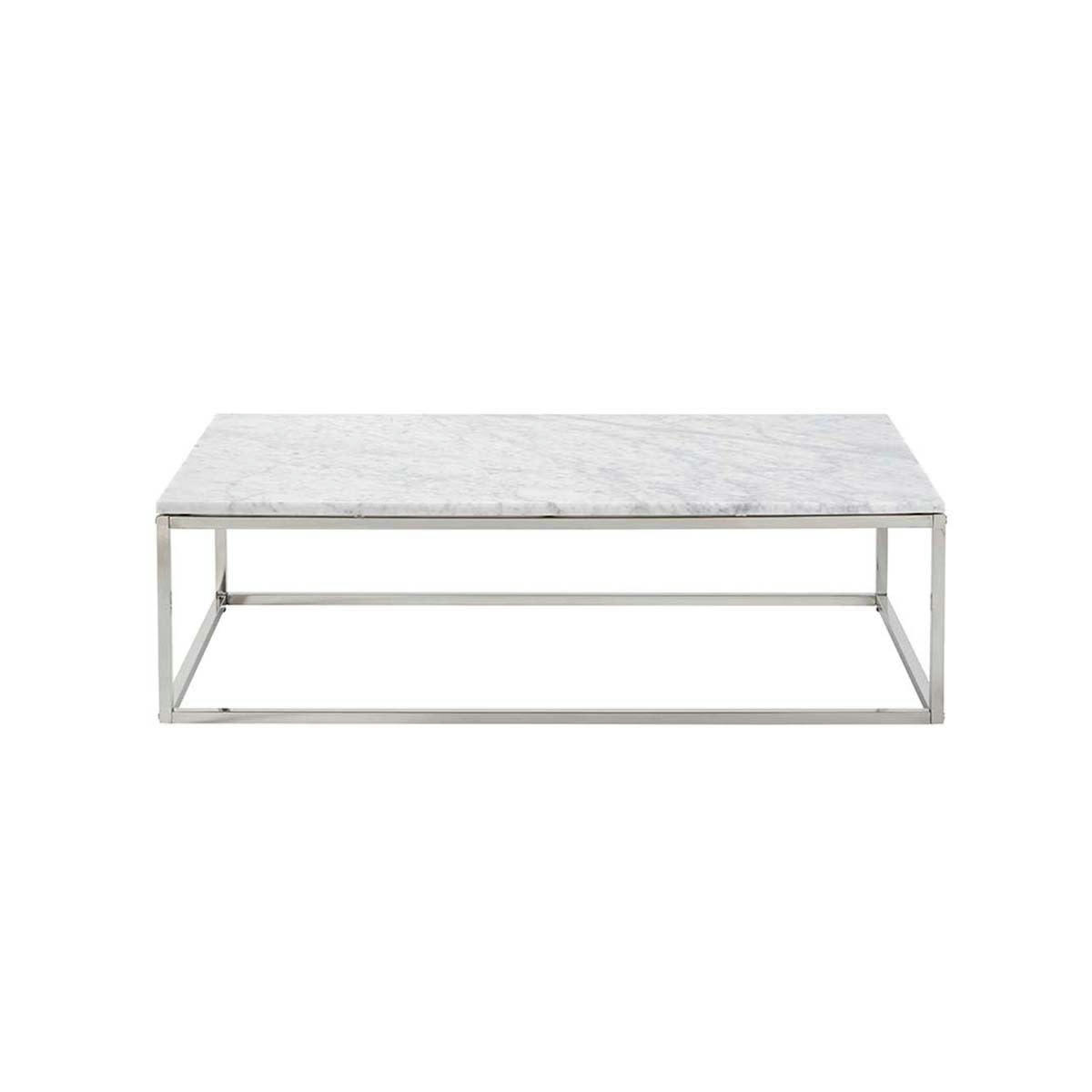 - Table basse rectangulaire en marbre et métal blanche
