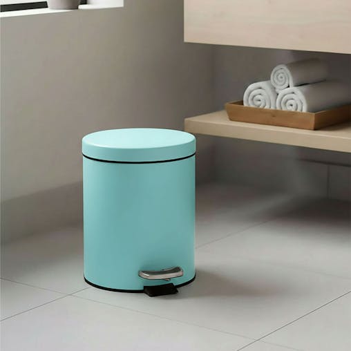 SOGA 7L Modern Foot Pedal Trash Bin Waste Kitchen Bathroom Stainless Steel Round Blue