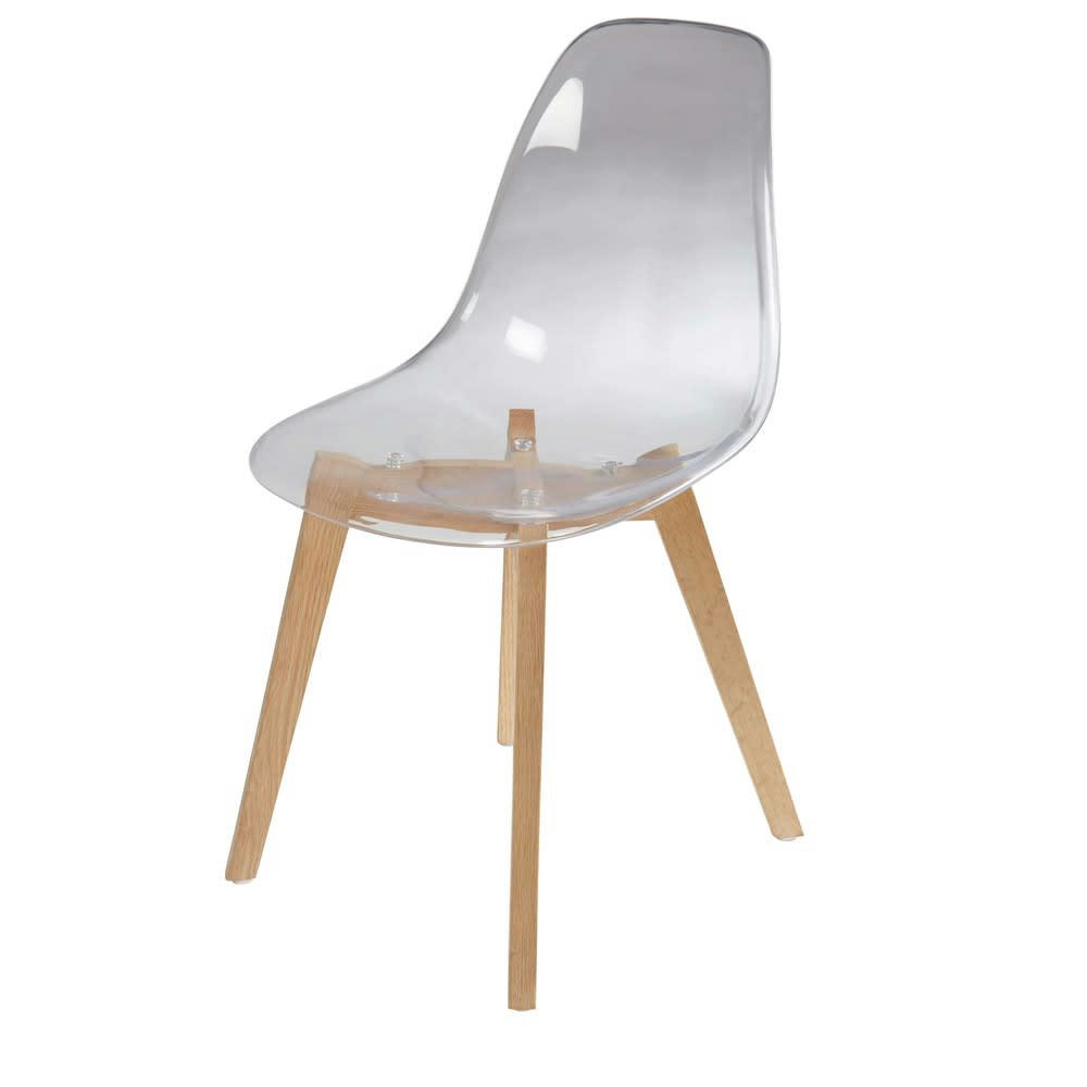Ice - Chaise style scandinave transparente et chêne