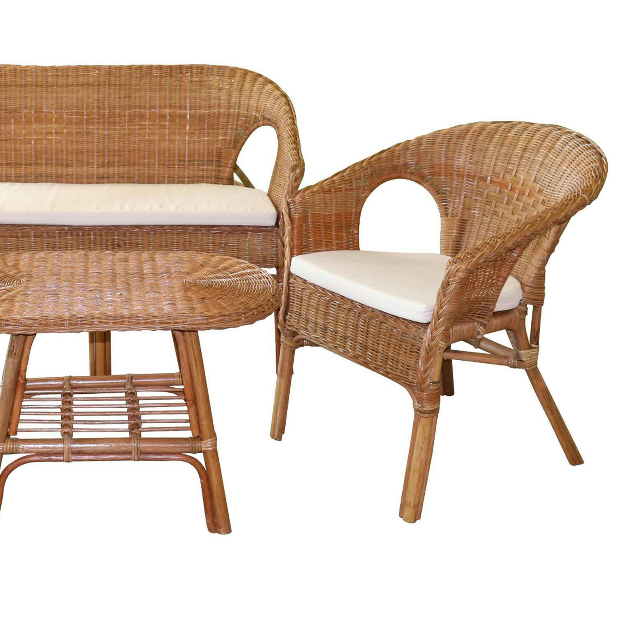 - Salon de jardin complet en rotin avec coussins