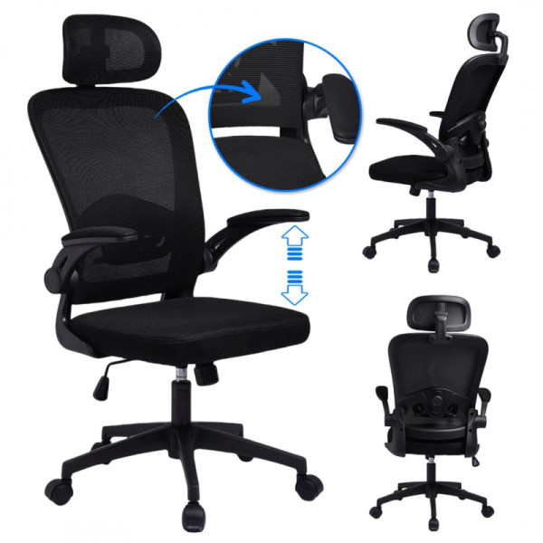 Fotel biurowy obrotowy Mistral Black mikrosiatka do biurka KO28CZ