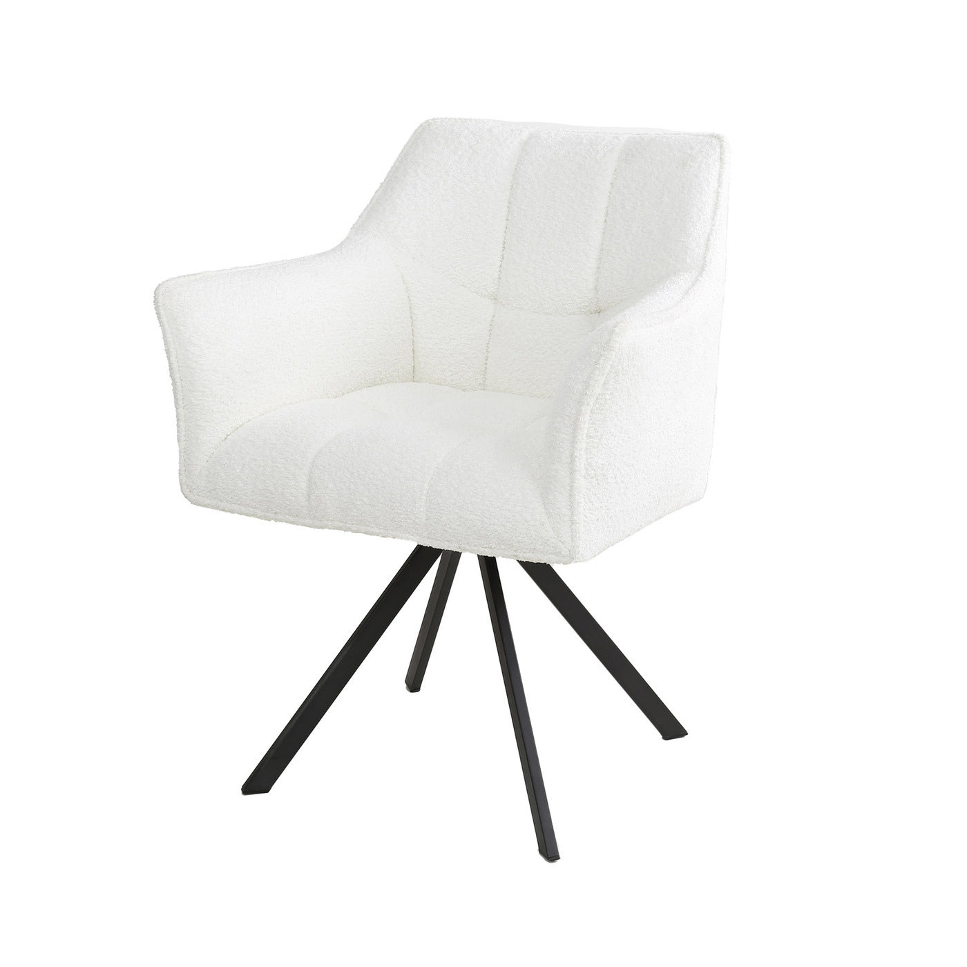 Giga Meubel Eetkamerstoel Raster - Wit Bouclé - Draaibaar - Set van 2 - Set van 2