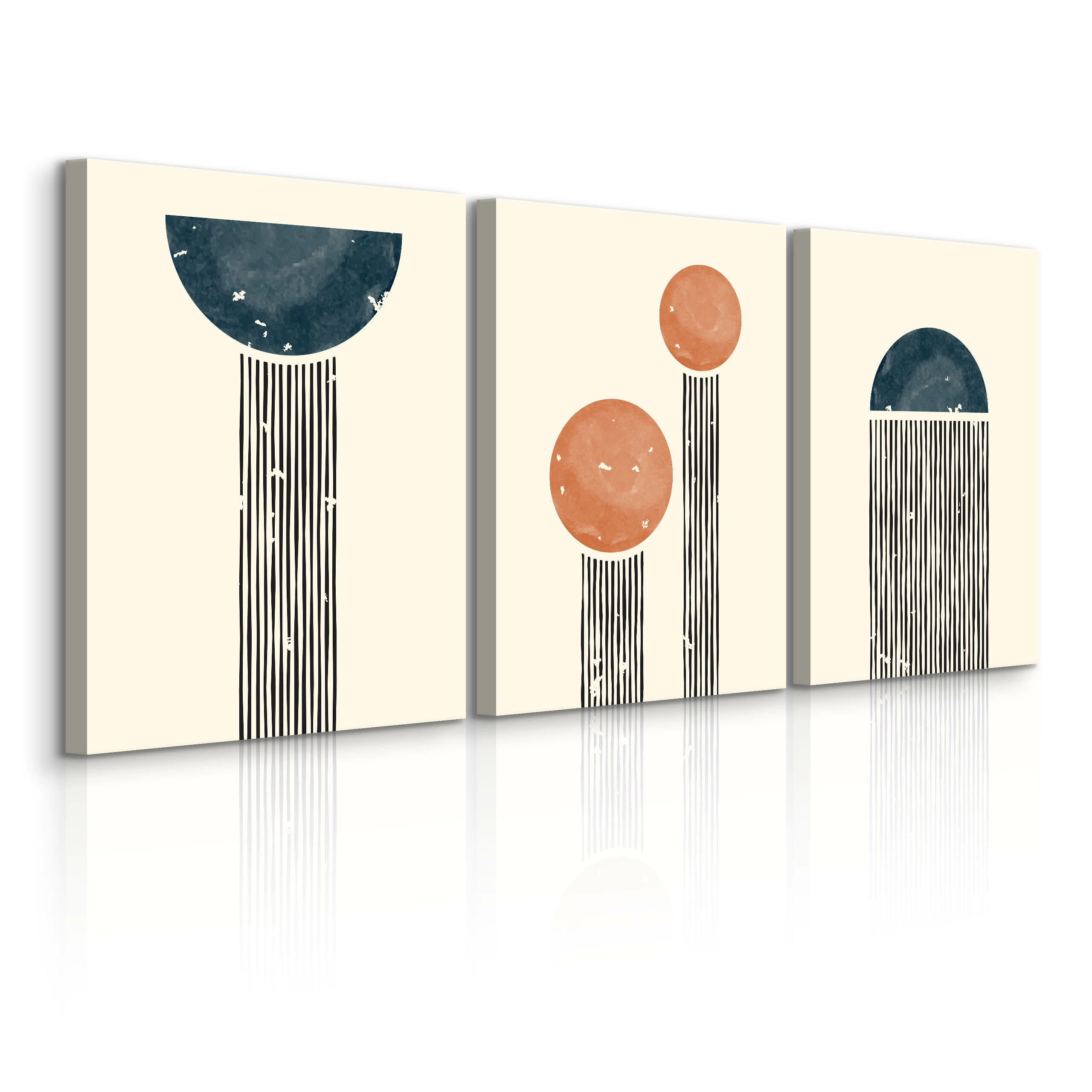 OBRAZY SET ABSTRAKCJA FIGURY GEOMETRYCZNE STYL BOHO 90x40cm