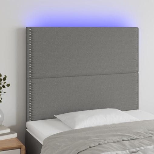NNEVL LED Headboard Dark Grey 80x5x118/128 cm Fabric