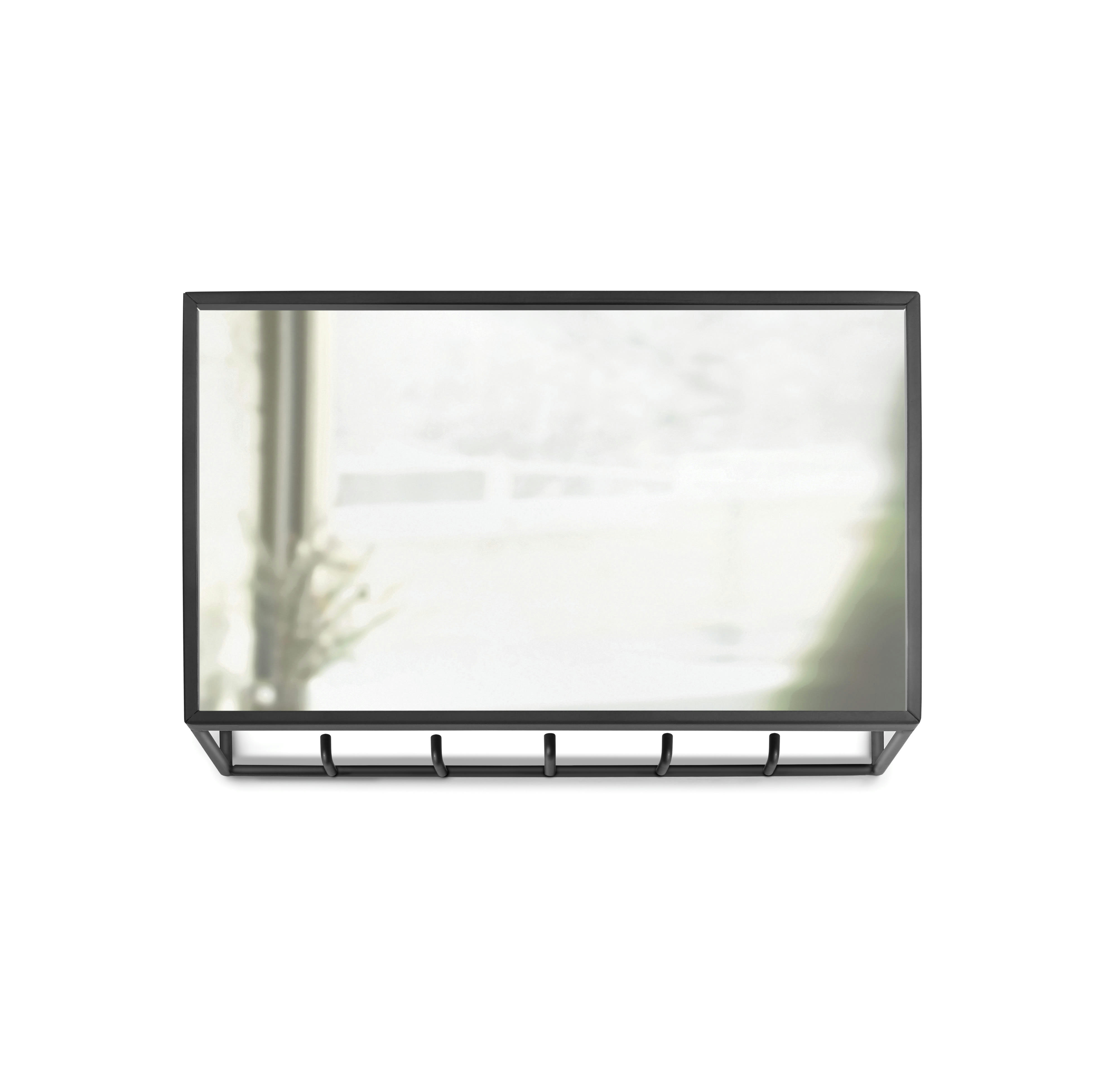 CUBIKO - Miroir patère vide-poches noir 12.63x4.13x8cm