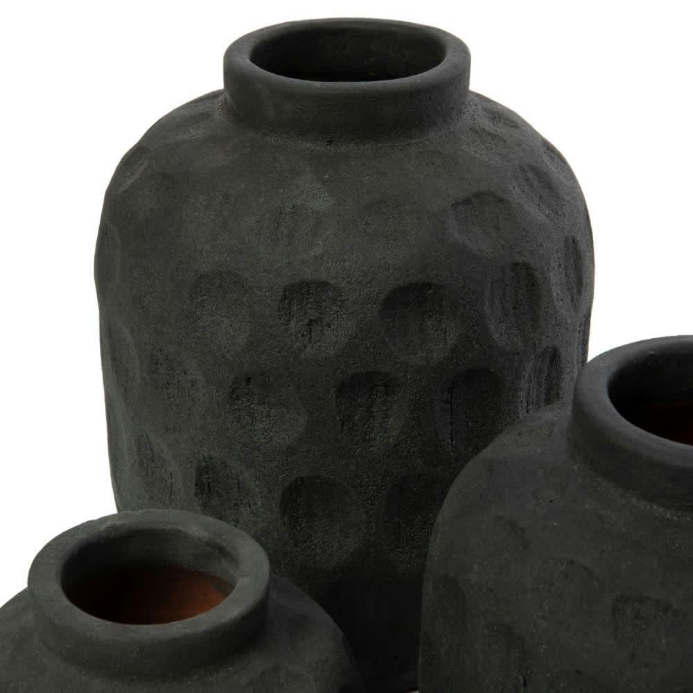 TRENDY - Vase en terre cuite noire H14